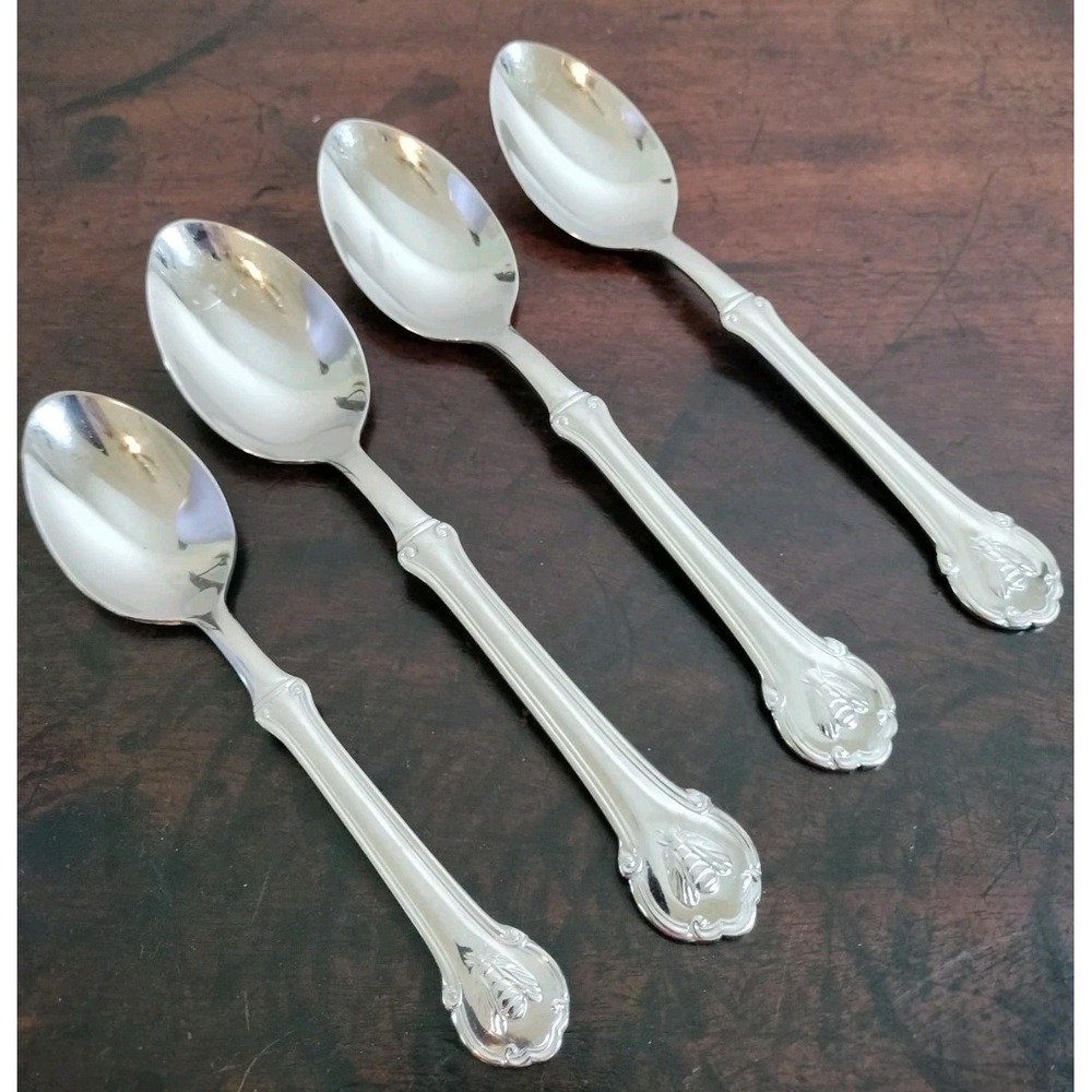 Wallace Napoleon Bee Flatware Set - 3 Soup Spoons & 1 Teaspoon Stainless Steel